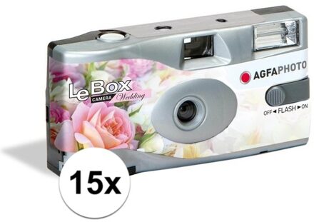 15x Bruiloft wegwerp cameras met flitser voor 27 kleuren fotos