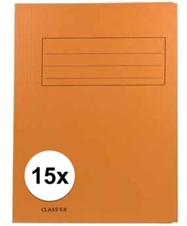 15x Dossiermappen 24 X 35 Cm Oranje - Opbergmap