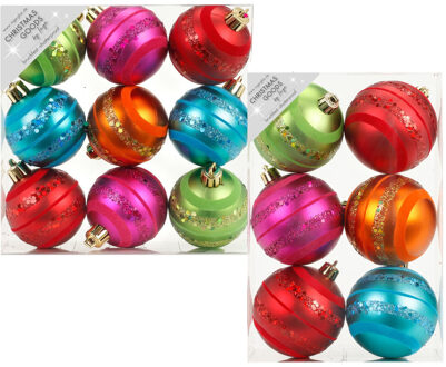 15x Gekleurde mix kunststof kerstballen pakket 6 en 8 cm - Kerstbal Multikleur