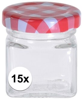 15x Jam potje met draaideksel 50 ml - Weckpotten Multikleur