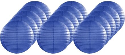 15x Luxe bol lampionnen donker blauw 25 cm