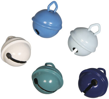 15x Metalen belletjes blauw mix met oog 15 mm hobby/knutsel benodigdheden - Kerst kersmuts belletjes - Kattenbellen - Hobby- en Knutselmateriaal
