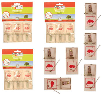 15x Muizenval/muizenklem van hout en metaal