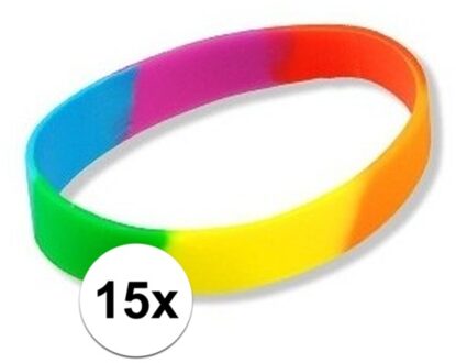 15x Siliconen armbandjes regenboog