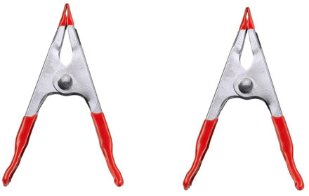 15x stuks lijmklemmen / zeilklemmen plaatstaal met rode kunststof greep 15 x 5 cm