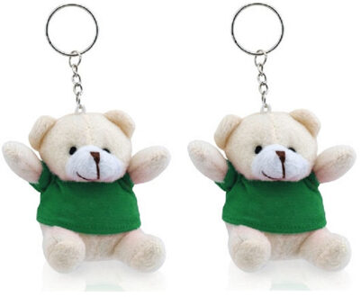 15x stuks pluche teddybeer knuffel sleutelhangers groen 8 cm - Beren dieren sleutelhangers - Speelgoed voor kinderen