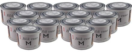 15x Tuinfakkel vuur verlichting in blik 11 x 7,5 cm - Zweedse fakkel - Vuurblik - Tuinkaars/outdoor kaars - Tuinverlichting/tuindecoratie tuinfakkels