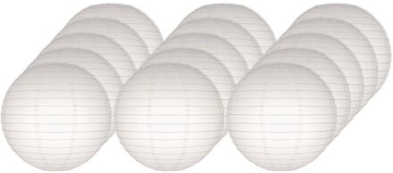 15x Witte bruiloft versiering lampionnen rond 25 cm - Feestlampionnen