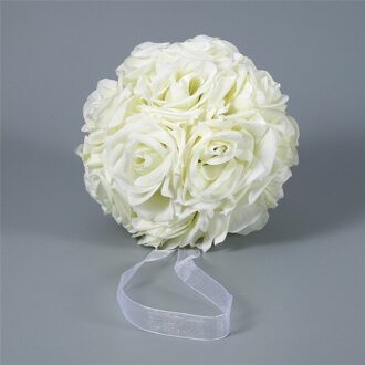 15X21Cm Handgemaakte Kunstmatige Rose Bloemen Zoenen Opknoping Bal Diy Boeket Thuis Bruiloft Decor Lxh wit