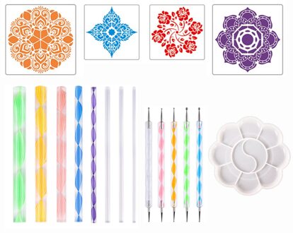 16/18/34/35Pcs Mandala Puntjes Gereedschap Voor Schilderen Rotsen Mandala Schilderen Puntjes Stencil Dot Mandala kit Nail Rock Stof Art 18stk