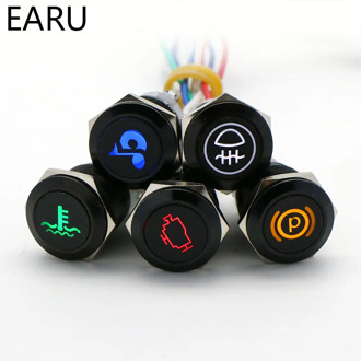 16/19/22mm Oxide Black Metal Push Button Switch LED Light DIY Logo Symbol Icon Signal Customization Waterproof Car Power Switch