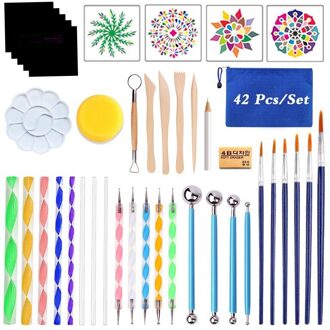 16/20/35/42/53Pcs Diy Mandala Puntjes Schilderij Gereedschap Stencil Schilderen Board Acryl Gereedschap set Voor Steen Bloem Schilderij Artdecor 42stk