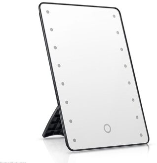16/22 Led Verlichte Make-Up Spiegel Met Licht Lamp Draagbare Touchscreen Cosmetische Spiegel Schoonheid Desktop Vanity Table Stand Spiegels 255x185mm zwart