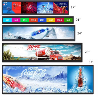 16.8" 19.3" 24.4" 28" 38" 48" 50.5" 59.7 inch advertising strip/ stretch/ bar LCD panel/ shelf edge digital signage display