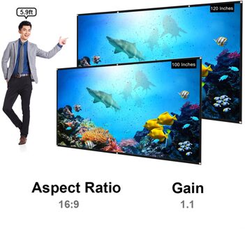 16:9 Projectiescherm 100Inch 120Inch Draagbare Hd Projector Scherm Opvouwbare Dikke Muur Scherm Voor Outdoor Home Theater 100 duim