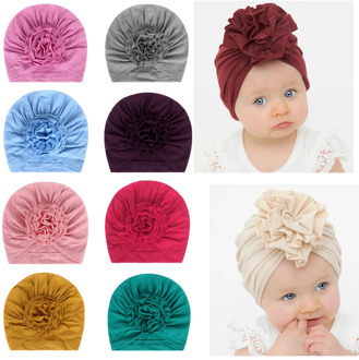16 Colors Flower Baby Hat Infant Newborn Elastic Solid Cotton Beanie Cap Baby Turban Hats for Girls Kids Accessories Photo Props
