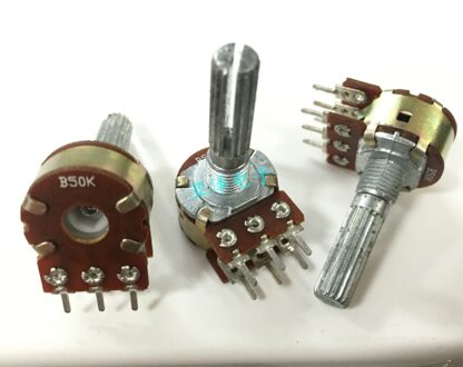 16 dubbele potentiometer schakelaar B50K zaagtand as lengte 25 MM dual channel 148 volume potentiometer switch