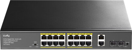 16-GbE PoE+ Switch with 2 Uplink GbE and 2 Uplink SFP Switch