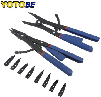 16" Heavy Duty Circlip 2 Pliers 12 Tips Set Snap Ring Retaining Ratchet