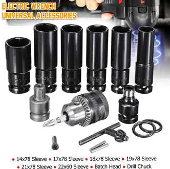 16 In 1 Elektrische Slagmoersleutel Hexs Socket Head Set Kit Boorkop Drive Adapter Converter Hex Bit Mouw Hand gereedschap Set Reparatie