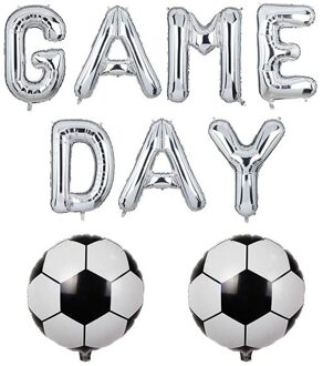 16 Inch Letter Spel Dag Voetbal Ballon Kit Zilver
