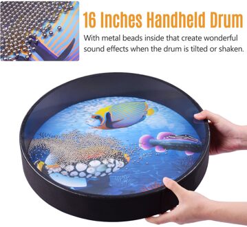 16 Inch Ocean Drum Houten Handheld Sea Wave Drum Percussie Instrument Gentle Sea Sound Muzikale Speelgoed Cadeau Voor Kinderen 16 duim