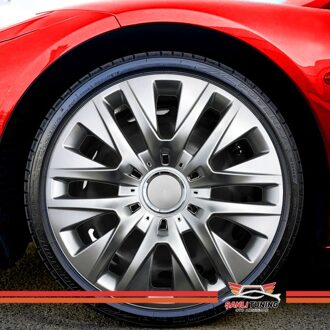 16 "Inch Wieldoppen Velg Cover Glossy Zwart Met Grijs Insert 4 Stuks Set