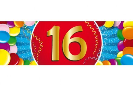 16 jaar leeftijd sticker 19 x 6 cm verjaardag versiering Multi