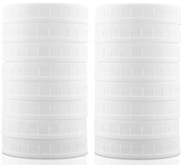 16 Pack Brede Mond Mason Pot Deksels, Plastic Opslag Caps Voor Weckpotten, lekvrije En Anti-Krasbestendig Oppervlak