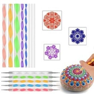 16 Pcs Dot Schilderen Mandala Puntjes Gereedschap Kit Aardewerk Acryl Staven Sculptuur Rock Schilderen Mandala Stencils Nail Art Tool