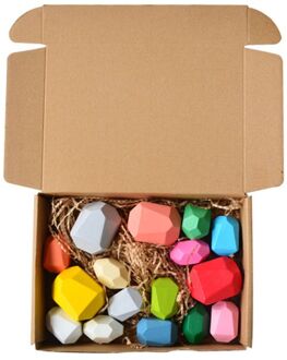 16 Pcs Kinderen Houten Gekleurde Steen Stapelen Spel Bouwsteen Onderwijs Speelgoed G88E