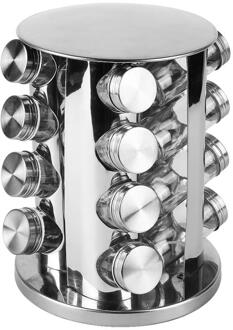 16 Pcs Kruidenrek Keuken Glas Kruiden Zout Peper Suiker Potten En Roestvrij Stalen Rek Houder Keuken Opslag Kruidenrek hwc