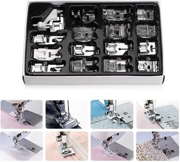 16 Pcs Naaimachine Presser Foot Voeten Kit Set Met Doos Brother Singer Janom Naaimachines Voet Gereedschappen Accessoire Naaien tool