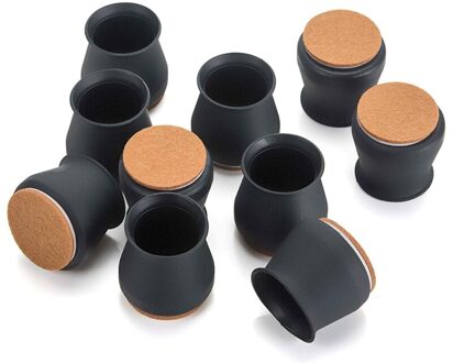 16 Pcs Siliconen Stoel Been Floor Protectors Met Vilt, Stoelpoot Caps, siliconen Meubilair Been Voeten Bescherming Cover-Zwart