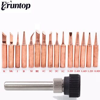 16 Pcs Soldeerbout Tips Zuiver Koper Soldeerbout Tip 900M Tip Voor Solderen Rework Station Voor 936, 937, 938, 969, 858