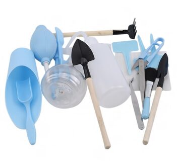 16 Pcs Tuin Planter Kit Succulent Planten Diy Tool Set Transplantatie Zaailing Tool Bonsai Meststof Boren Apparaat blauw