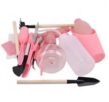 16 Pcs Tuin Planter Kit Succulent Planten Diy Tool Set Transplantatie Zaailing Tool Bonsai Meststof Boren Apparaat roze