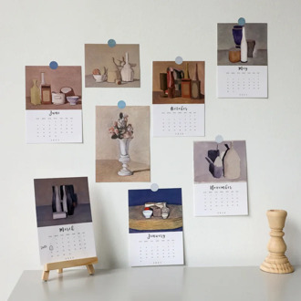 16 Sheets Ins Morandi Calendar Card Nordic Retro Jar Postcard Decorative Paintings Diy Background Creative Wall Stickers Gift