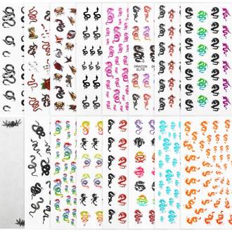 16 Stk/partij Snake 3D Diy Nail Art Stickers Kleurrijke Dragon Transfer Stickers Slider Decals Tip Manicuring Decoratie