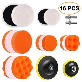 16 Stks/set Auto Auto Wax Polish Foam Sponge Hand Soft Wax Oranje Spons Waxen Handdoek Spons Borstel Auto Verf care Cleaning
