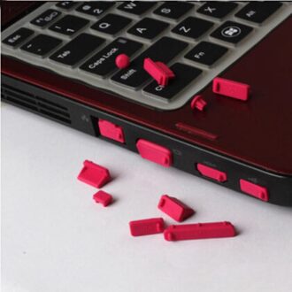 16 Stks/set Elastische Siliconen Anti-stof Usb Charger Laptop Poort Protector Stofdicht Notebook Computer Poort Plug Stopper Cover Rood