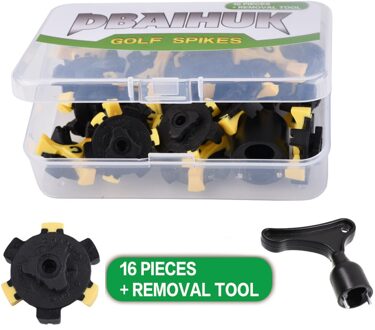 16 Stks/set Golf Schoen Spike Vervanging Champ Fast Schroef Duurzaam Met Removal Tool Wrench Golf Training Aids geel