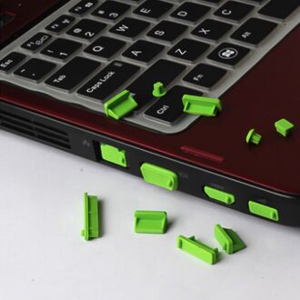 16 Stks/set Laptops Stof Plug Universele Elastische Siliconen Anti-stof Notebook Computer Poort Protector Stofdicht Stopper Cover groen