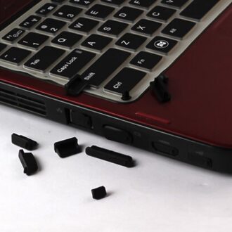 16 Stks/set Laptops Stof Plug Universele Elastische Siliconen Anti-stof Notebook Computer Poort Protector Stofdicht Stopper Cover zwart
