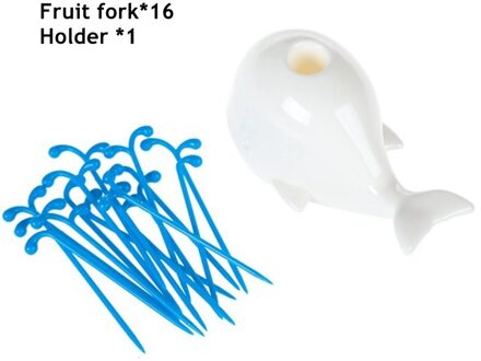 16 Stks/set Leuke Witte Walvis Fruit Vork Mini Snack Cake Dessert Fruit Pick Tandenstoker Fruit Groente Gereedschap Party Thuis decor 1 reeks