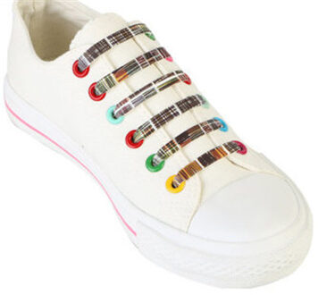 16 stks/set Mode Elastische Siliconen Unisex Geen Tie Schoenveters Afdrukken Atletische Schoen Kant Fit Strap Alle Sneakers 2