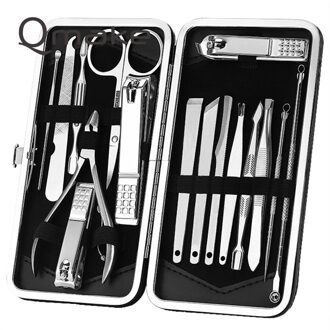 16 Stuk/partij Rvs Manicure Set Professionele Nagelknipper Kit Van Pedicure Gereedschap Paronychia Tangen Trimmer Snijders