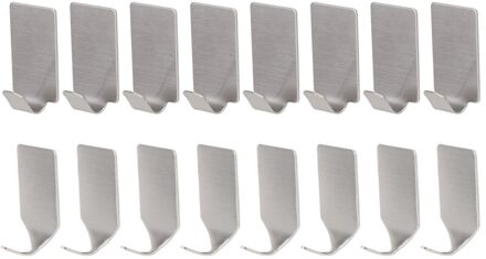 16 Stuks Kleding Opknoping Haken Huishoudelijke Haken Sticky Roestvrij Haken (Zilver)