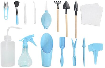 16 Stuks Mini Tuin Hand Transplanteren Succulent Gereedschap Miniatuur Planten, Set Voor Indoor Fairy Zorg, Oppotten Cactus Blauw