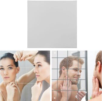 16 Stuks Verwijderbare Vierkante Flexibele Spiegel Muurstickers Home Decor Non Glas Spiegel E7CB